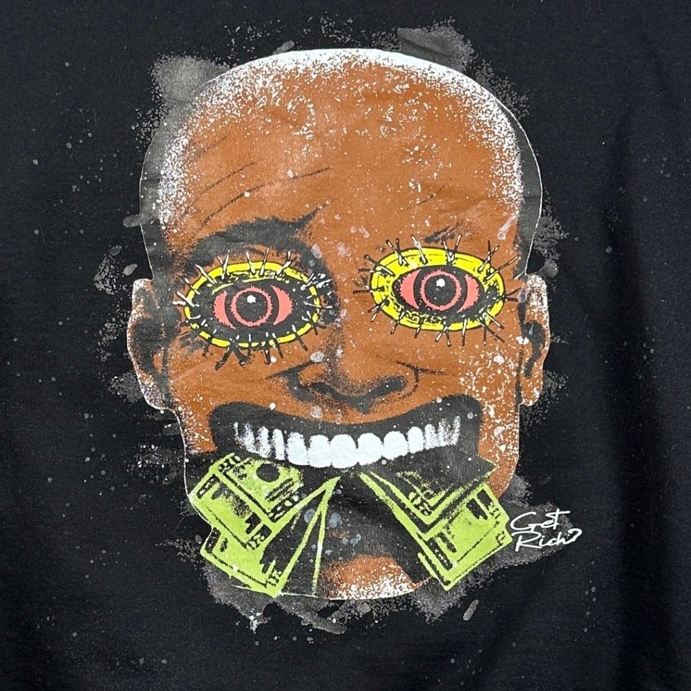 Get Rich Ewap Detainer Graphic Sweatshirt Mens Black Crewneck Streetwear Large